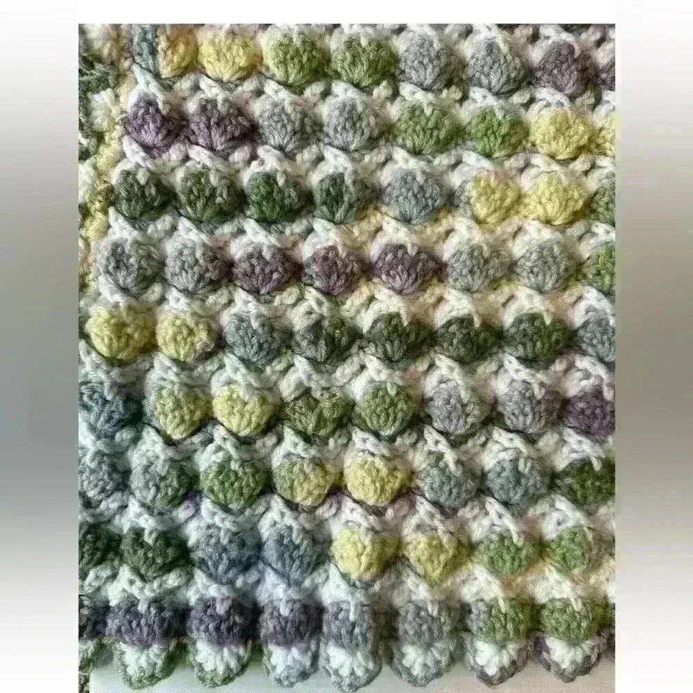 Handmade Multicolor Crochet Blanket 29 1/2” X 38 1/2”